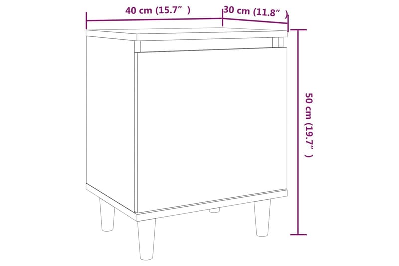 sengeborde 2 stk. med massive træben 40x30x50 cm røget egetr - Brun - Sengebord