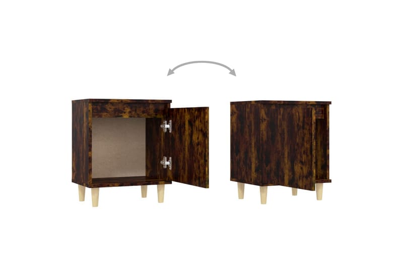 sengeborde 2 stk. med massive træben 40x30x50 cm røget egetr - Brun - Møbler - Borde - Aflastningsbord - Sengebord