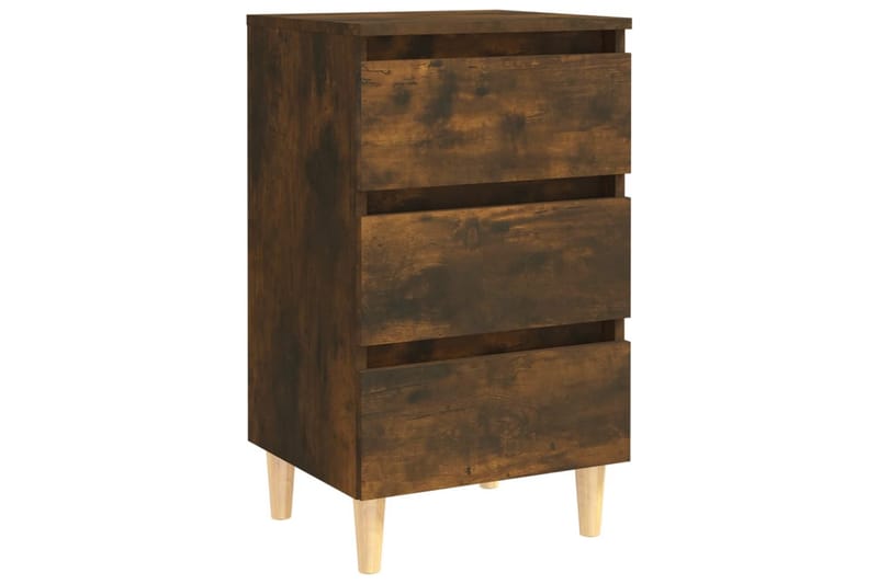 sengeborde 2 stk. med massive træben 40x35x69 cm røget egetr - Brun - Møbler - Borde - Aflastningsbord - Sengebord