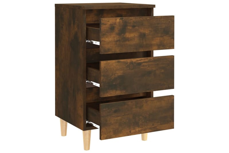 sengeborde 2 stk. med massive træben 40x35x69 cm røget egetr - Brun - Møbler - Borde - Aflastningsbord - Sengebord