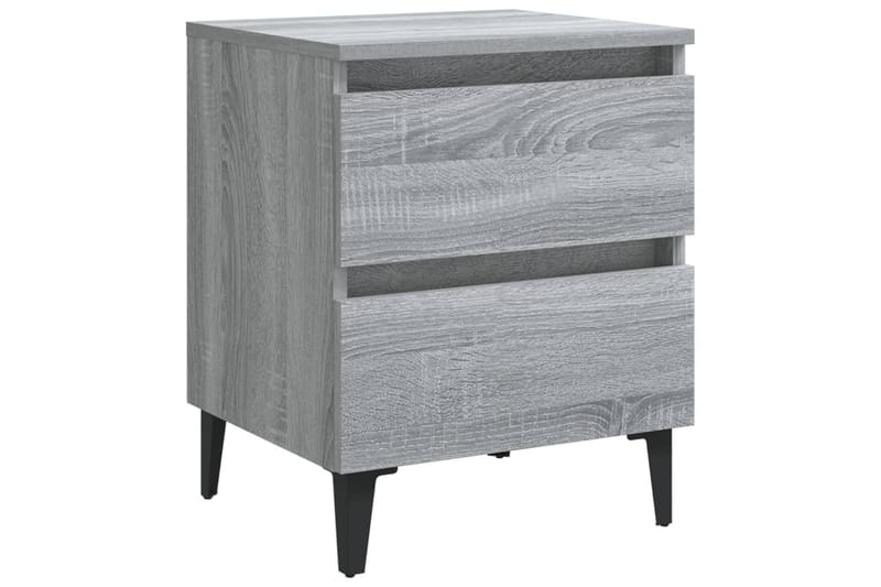 sengeborde 2 stk. med metalben 40x35x50 cm grå sonoma-eg - Grå - Møbler - Borde - Aflastningsbord - Sengebord