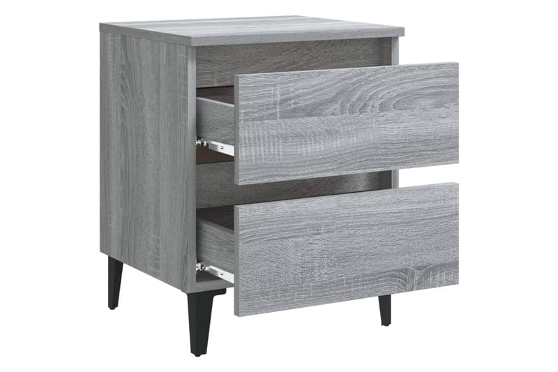 sengeborde 2 stk. med metalben 40x35x50 cm grå sonoma-eg - Grå - Møbler - Borde - Aflastningsbord - Sengebord