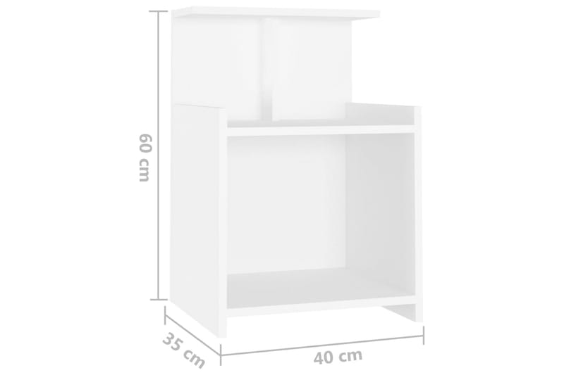 sengeborde 2 stk. spånplade 40x35x60 cm hvid - Hvid - Sengebord