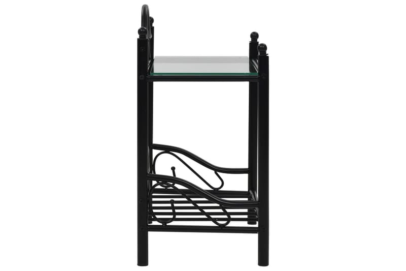 Sengeborde 2 Stk. Stål Og Hærdet Glas 45 X 30,5 X 60 Cm Sort - Sort - Møbler - Borde - Aflastningsbord - Sengebord