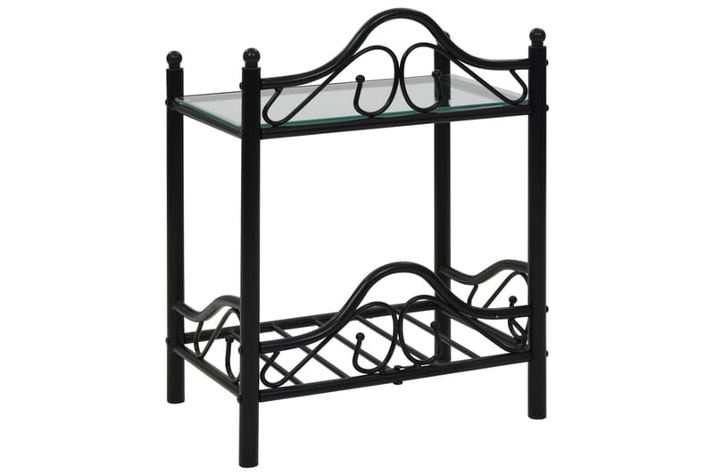 Sengeborde 2 Stk. Stål Og Hærdet Glas 45 X 30,5 X 60 Cm Sort - Sort - Møbler - Borde - Aflastningsbord - Sengebord