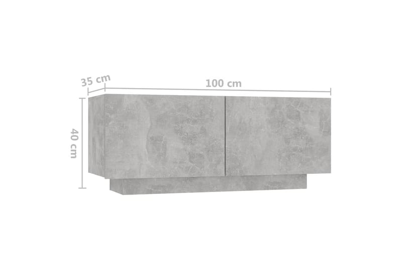 sengeskab 100x35x40 cm spånplade betongrå - Grå - Sengebord