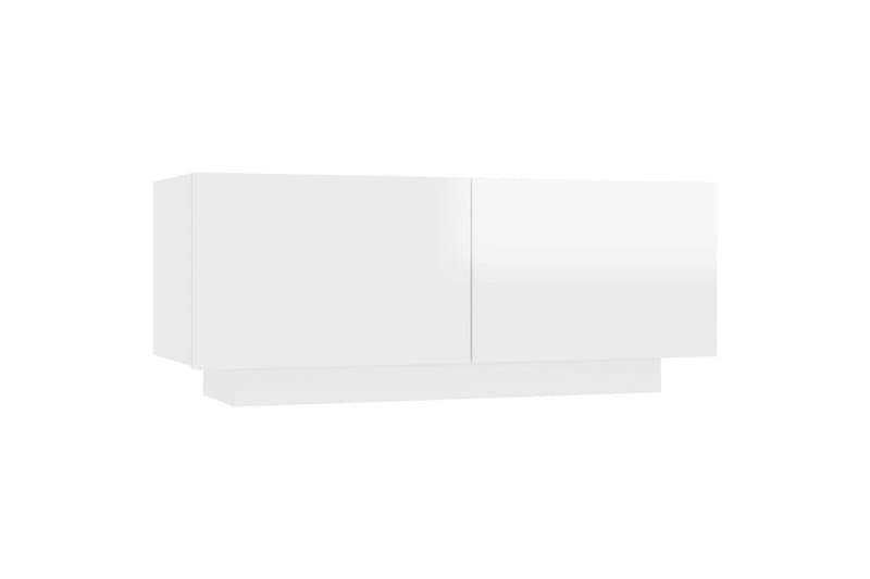 sengeskab 100x35x40 cm spånplade hvid højglans - Hvid - Sengebord