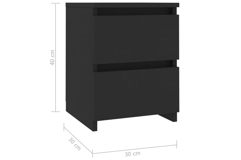 Sengeskab 30x30x40 cm Spånplade Sort - Sengebord