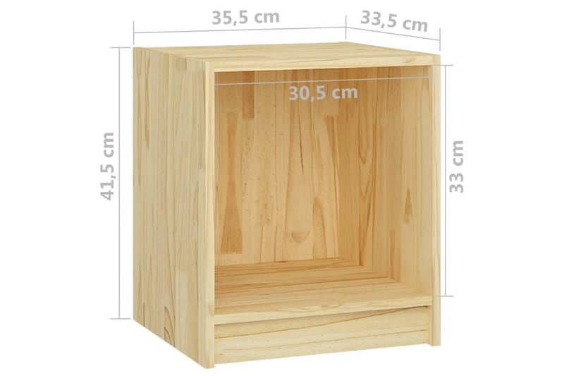 sengeskab 35,5x33,5x41,5 cm massivt fyrretræ - Brun - Møbler - Borde - Aflastningsbord - Sengebord