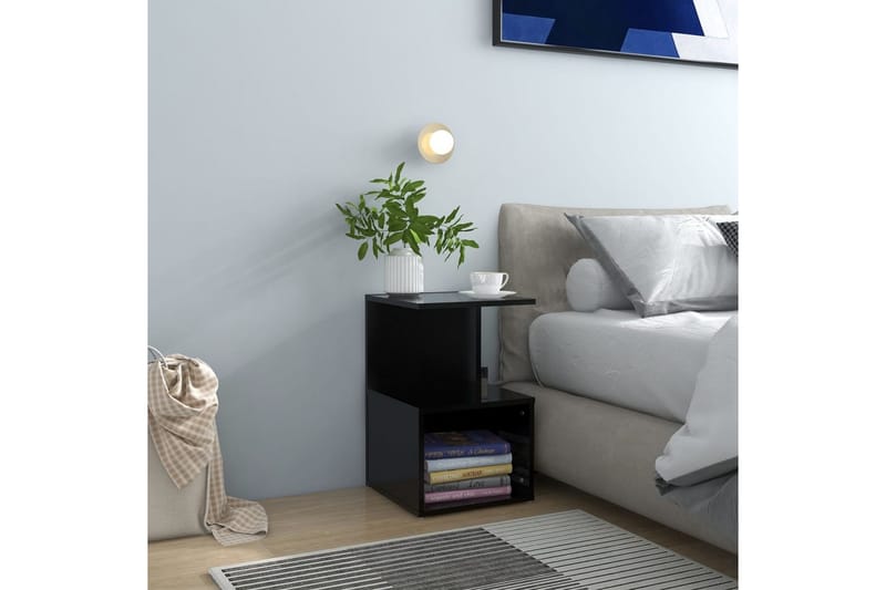 sengeskab 35x35x55 cm spånplade sort - Sort - Møbler - Borde - Aflastningsbord - Sengebord