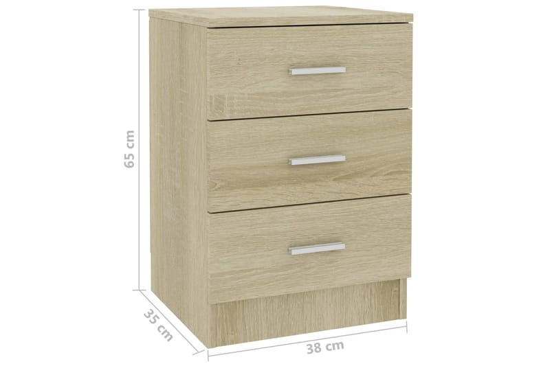 Sengeskab 38 x 35 x 65 cm spånplade sonoma-eg - Brun - Sengebord