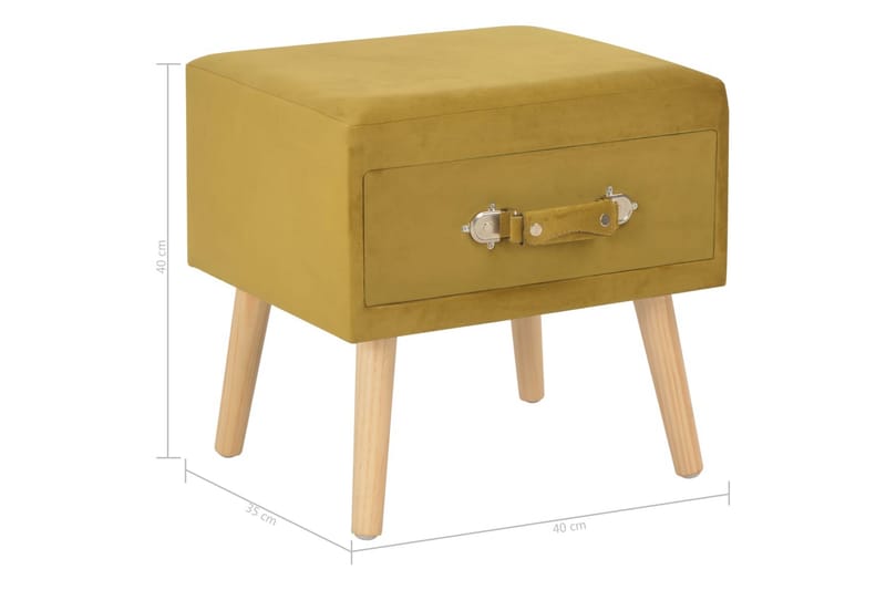 Sengeskab 40 X 35 X 40 Cm Fløjl Sennepsfarvet - Gul - Møbler - Borde - Aflastningsbord - Sengebord
