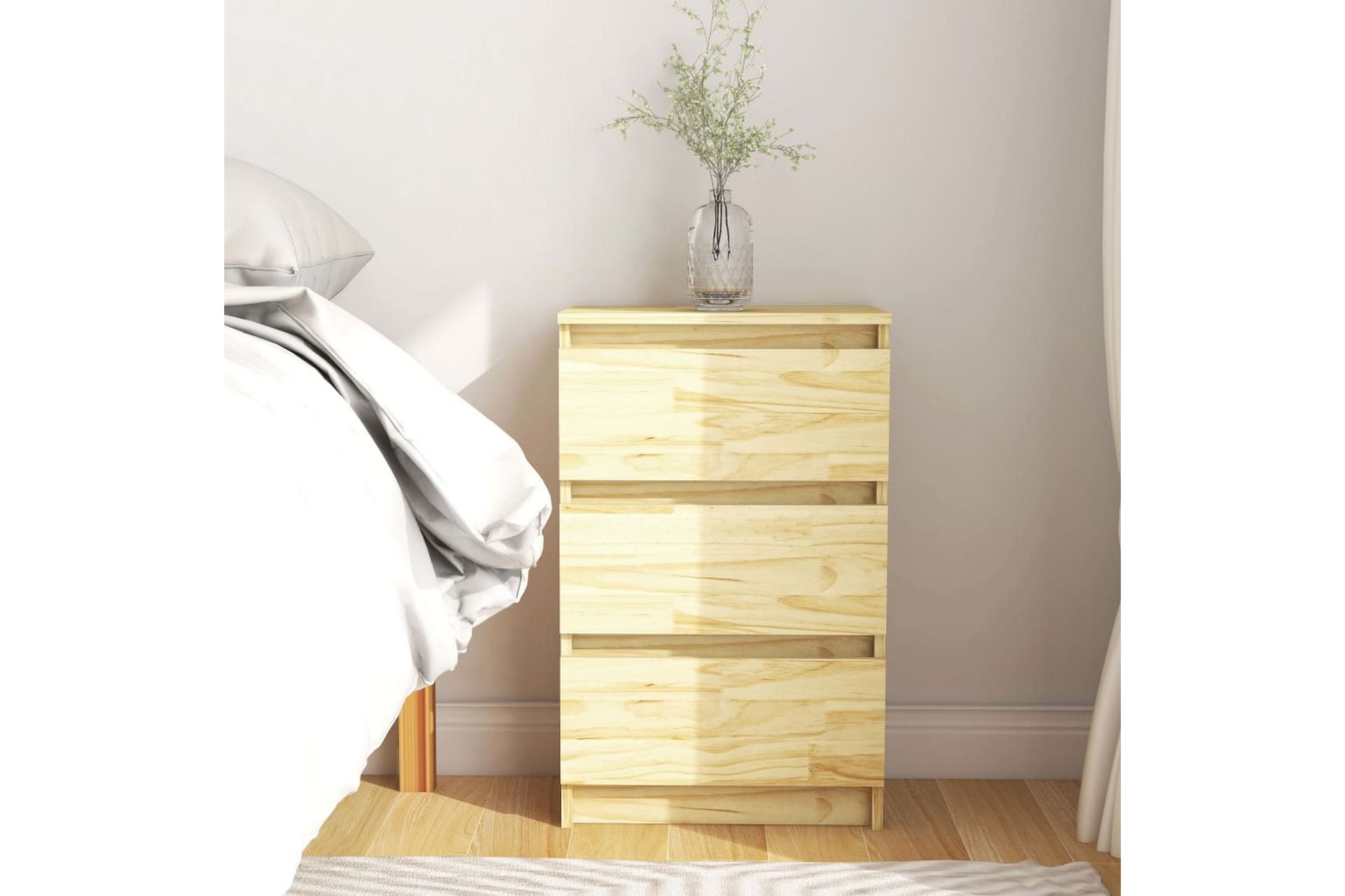 sengeskab 40x29,5x64 cm massivt fyrretræ - Brun - Møbler - Borde - Aflastningsbord - Sengebord