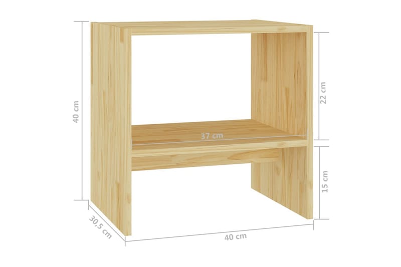 sengeskab 40x30,5x40 cm massivt fyrretræ - Brun - Møbler - Borde - Aflastningsbord - Sengebord