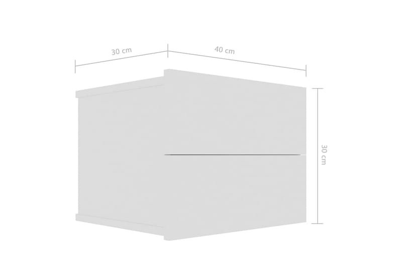 Sengeskab 40x30x30 cm Spånplade Hvid Højglans - Hvid - Møbler - Borde - Aflastningsbord - Sengebord