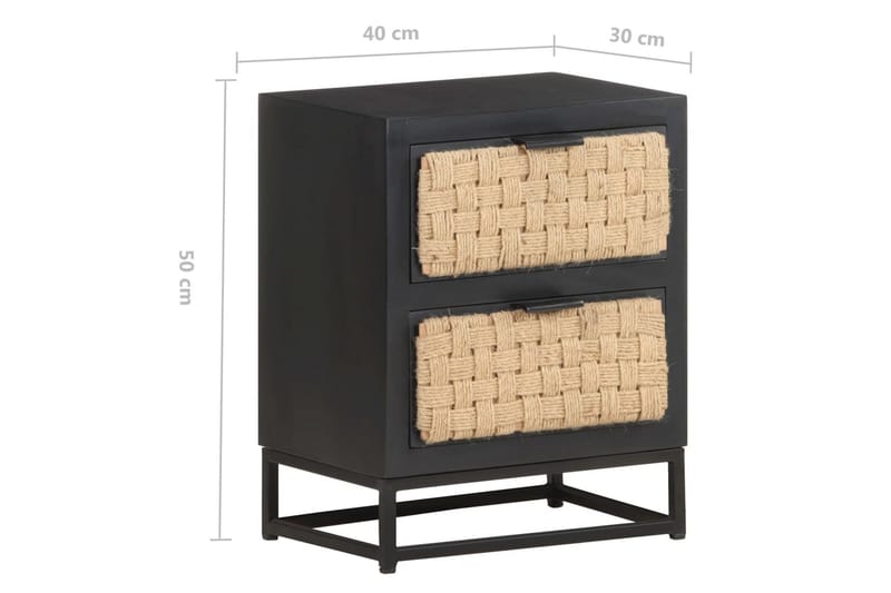 sengeskab 40x30x50 cm massivt mangotræ - Sort - Møbler - Borde - Aflastningsbord - Sengebord