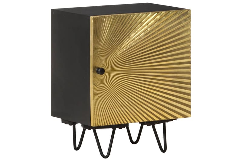 sengeskab 40x30x50 cm messinglåge massivt mangotræ - Guld - Møbler - Borde - Aflastningsbord - Sengebord