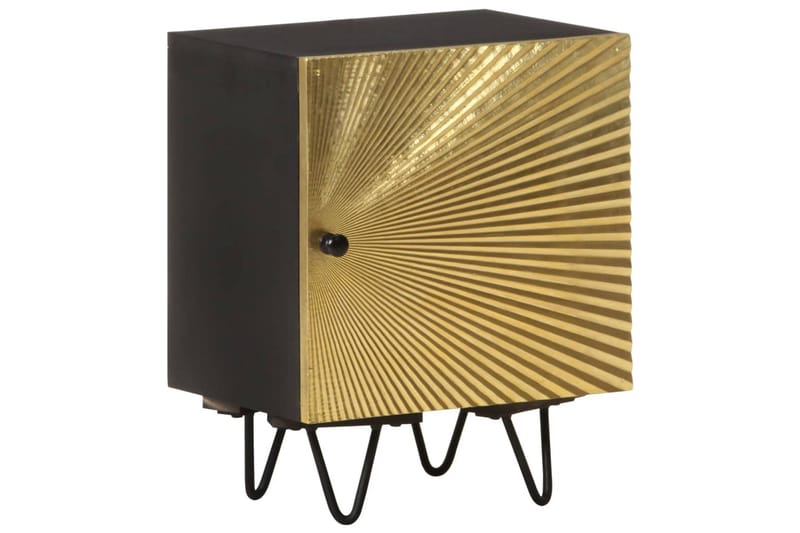 sengeskab 40x30x50 cm messinglåge massivt mangotræ - Guld - Møbler - Borde - Aflastningsbord - Sengebord