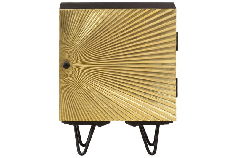 sengeskab 40x30x50 cm messinglåge massivt mangotræ - Guld - Møbler - Borde - Aflastningsbord - Sengebord