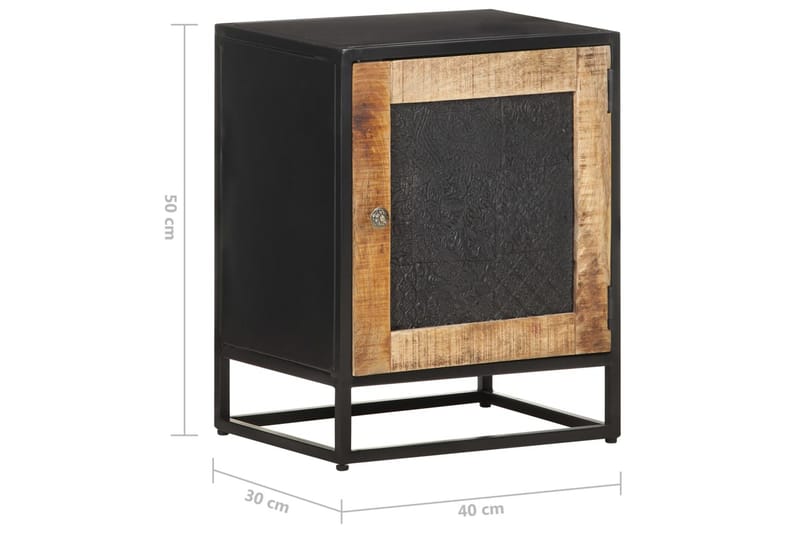 Sengeskab 40x30x50 cm ru mangotræ - Sort - Møbler - Borde - Aflastningsbord - Sengebord