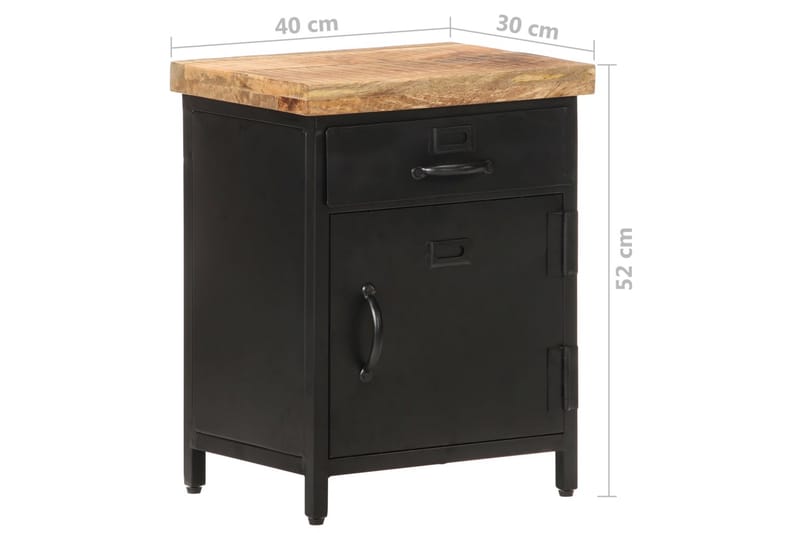 Sengeskab 40X30X52 cm Ru Mangotræ - Sort - Møbler - Borde - Aflastningsbord - Sengebord