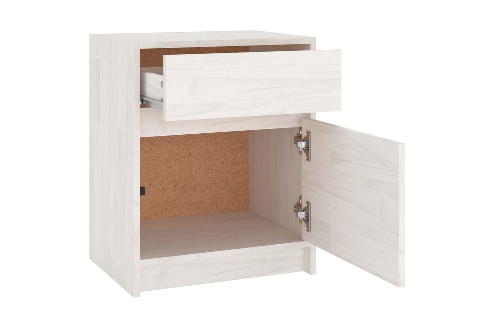 sengeskab 40x31x50 cm massivt fyrretræ hvid - Hvid - Møbler - Borde - Aflastningsbord - Sengebord