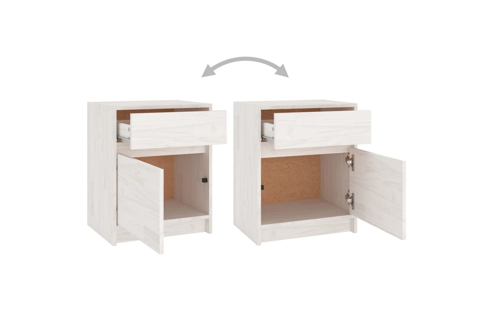 sengeskab 40x31x50 cm massivt fyrretræ hvid - Hvid - Møbler - Borde - Aflastningsbord - Sengebord