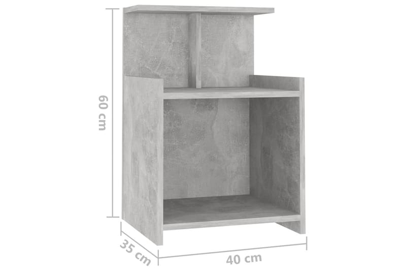 sengeskab 40x35x60 cm spånplade betongrå - Grå - Sengebord