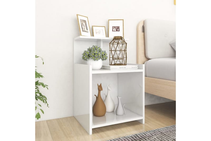 sengeskab 40x35x60 cm spånplade hvid højglans - Hvid - Møbler - Borde - Aflastningsbord - Sengebord