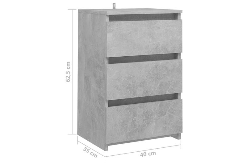 sengeskab 40x35x62,5 cm spånplade betongrå - Grå - Sengebord