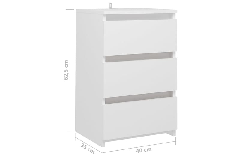 sengeskab 40x35x62,5 cm spånplade hvid - Hvid - Sengebord