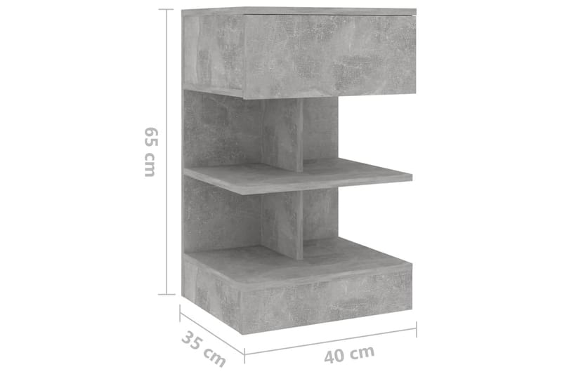 sengeskab 40x35x65 cm spånplade betongrå - Grå - Sengebord