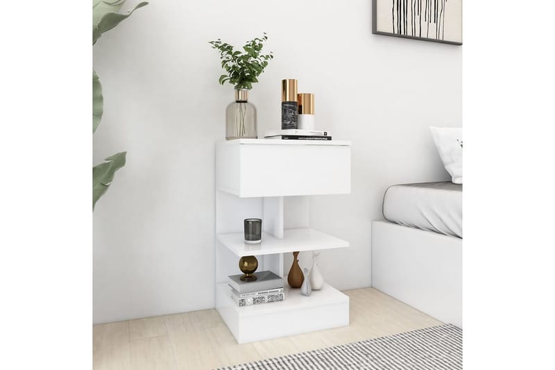 sengeskab 40x35x65 cm spånplade hvid - Hvid - Møbler - Borde - Aflastningsbord - Sengebord