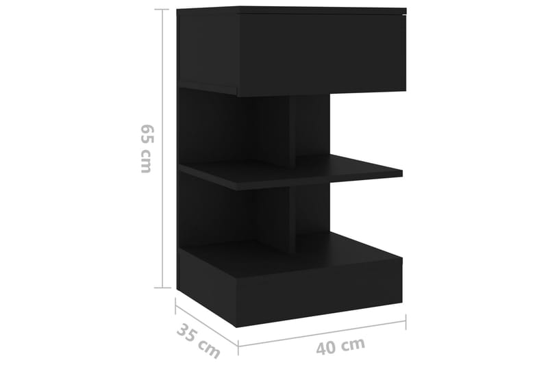 sengeskab 40x35x65 cm spånplade sort - Sort - Sengebord