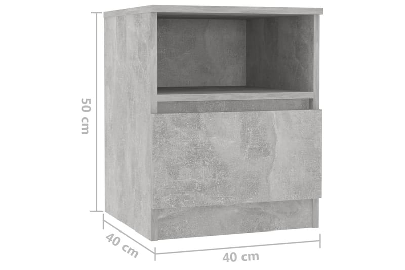 sengeskab 40x40x50 cm spånplade betongrå - Grå - Sengebord