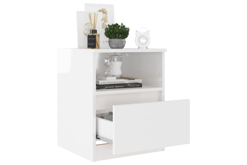 sengeskab 40x40x50 cm spånplade hvid højglans - Hvid - Møbler - Borde - Aflastningsbord - Sengebord