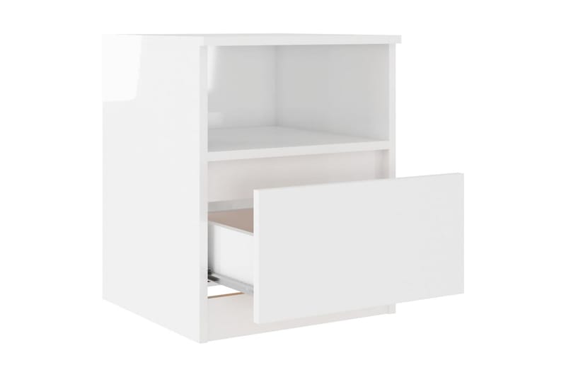 sengeskab 40x40x50 cm spånplade hvid højglans - Hvid - Møbler - Borde - Aflastningsbord - Sengebord