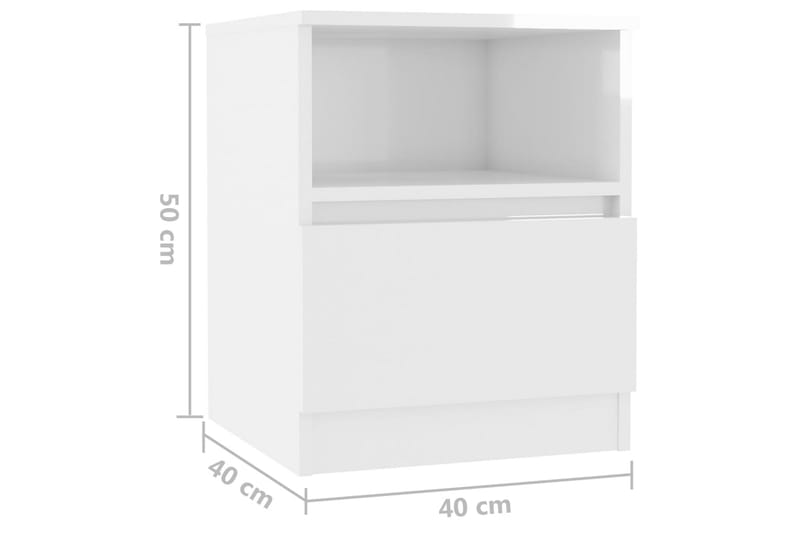 sengeskab 40x40x50 cm spånplade hvid højglans - Hvid - Møbler - Borde - Aflastningsbord - Sengebord