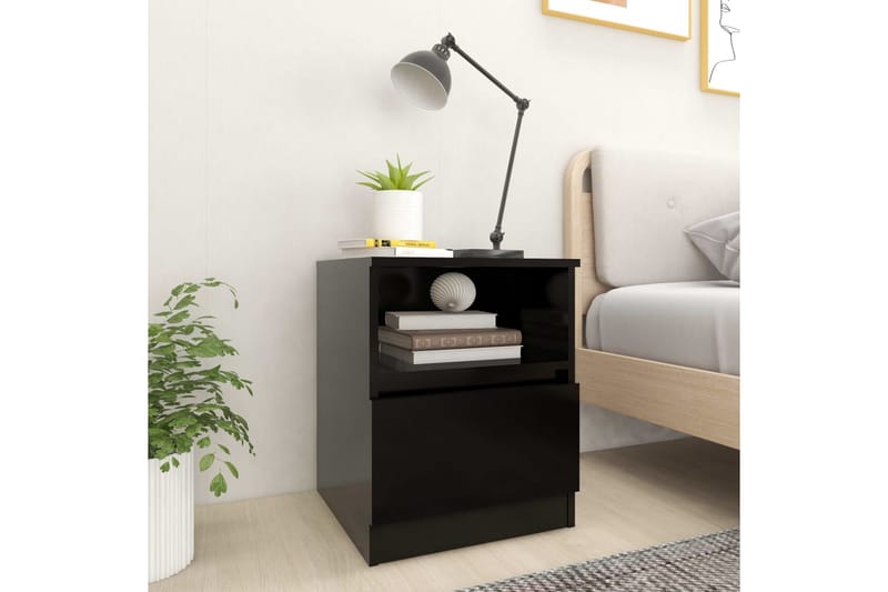 sengeskab 40x40x50 cm spånplade sort - Sort - Møbler - Borde - Aflastningsbord - Sengebord
