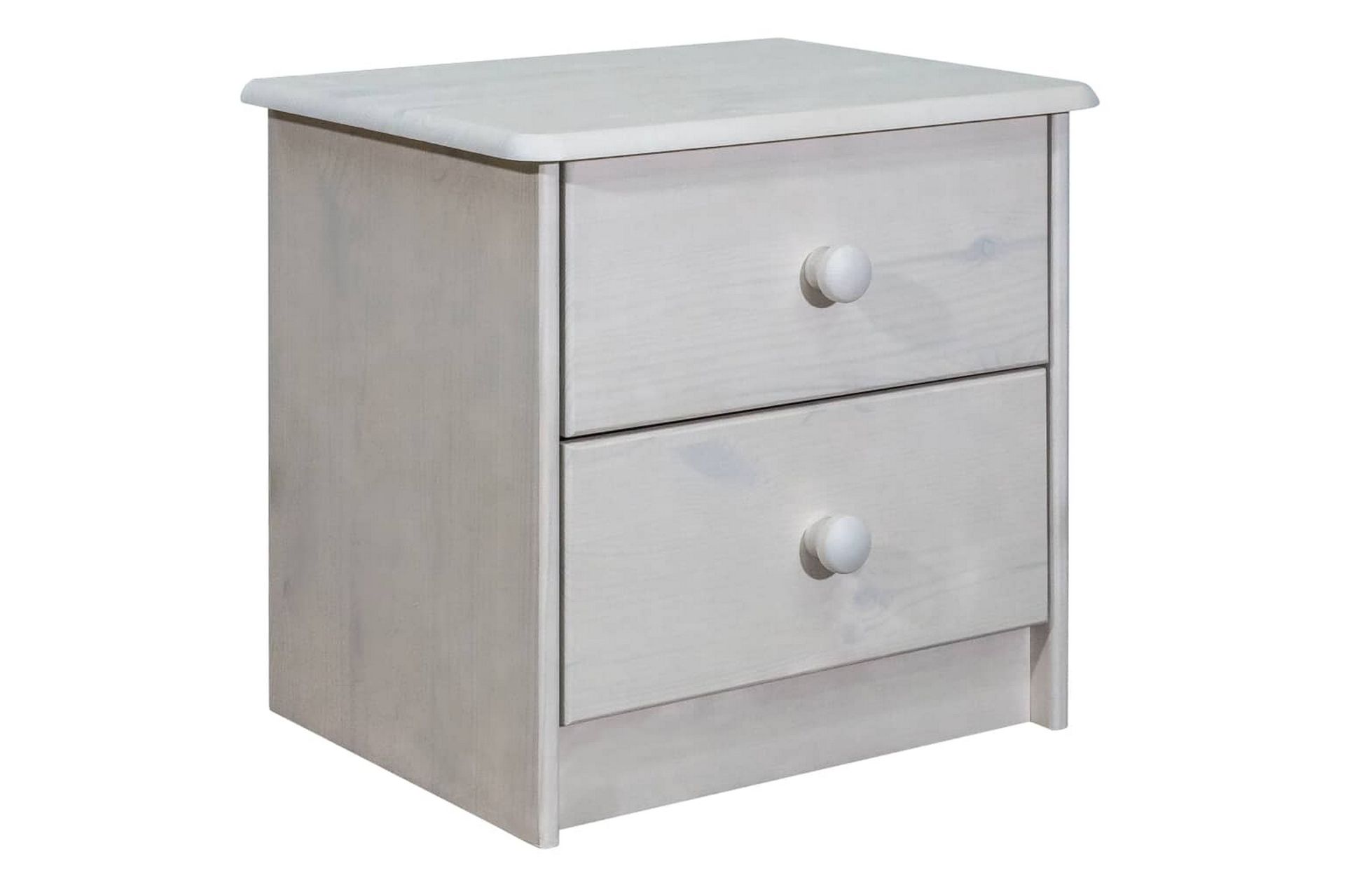 sengeskab 43x34x40 cm massivt fyrretræ - Hvid - Møbler - Borde - Aflastningsbord - Sengebord