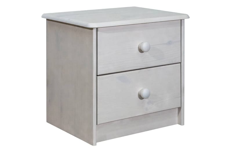 sengeskab 43x34x40 cm massivt fyrretræ - Hvid - Møbler - Borde - Aflastningsbord - Sengebord