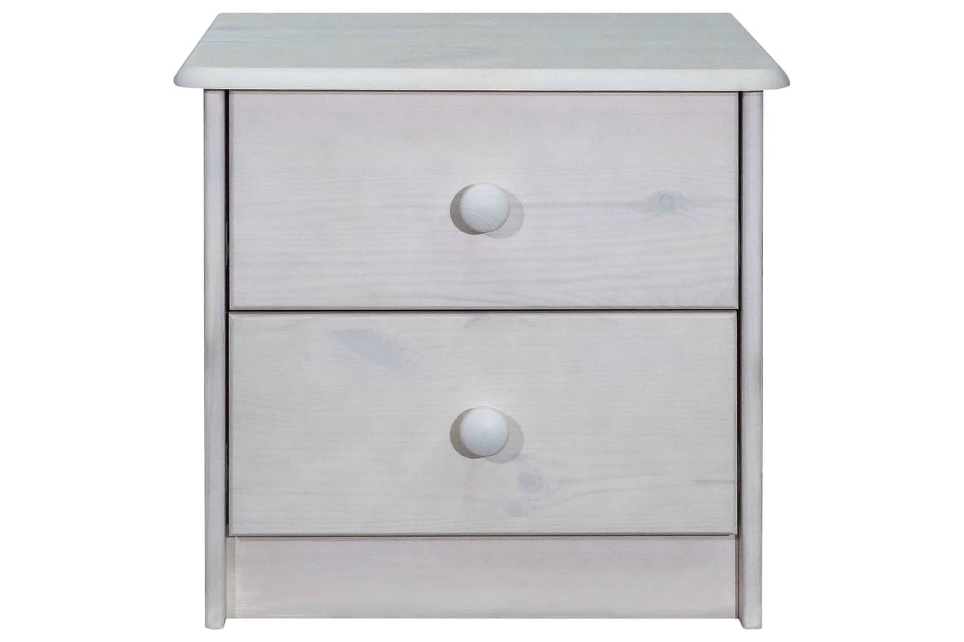 sengeskab 43x34x40 cm massivt fyrretræ - Hvid - Møbler - Borde - Aflastningsbord - Sengebord