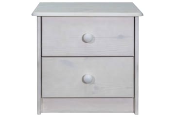 sengeskab 43x34x40 cm massivt fyrretræ - Hvid - Møbler - Borde - Aflastningsbord - Sengebord