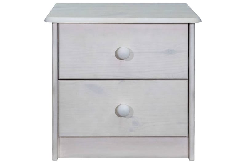 sengeskab 43x34x40 cm massivt fyrretræ - Hvid - Møbler - Borde - Aflastningsbord - Sengebord