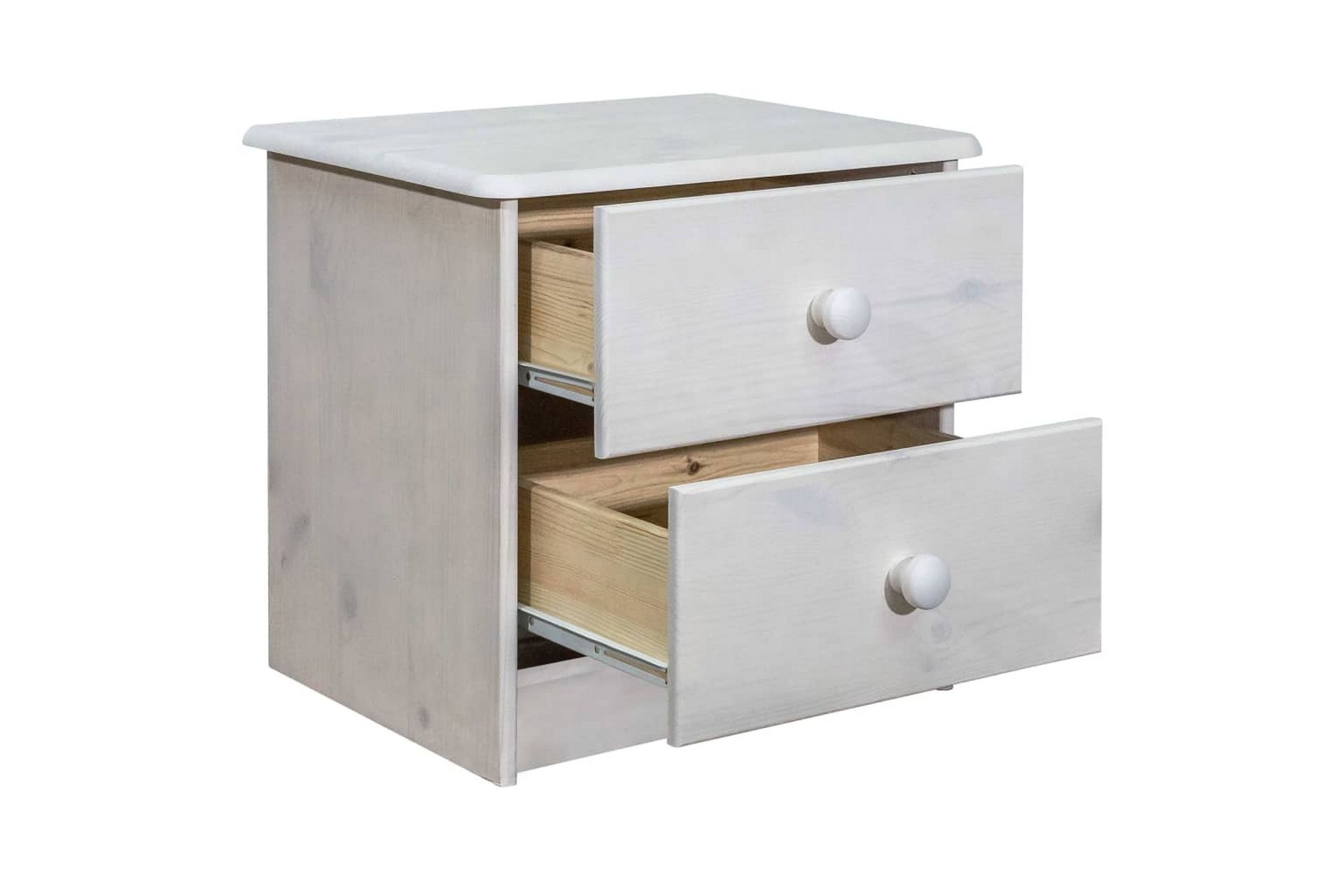 sengeskab 43x34x40 cm massivt fyrretræ - Hvid - Møbler - Borde - Aflastningsbord - Sengebord