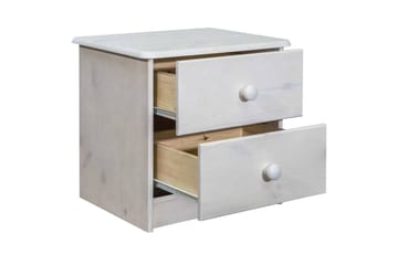 sengeskab 43x34x40 cm massivt fyrretræ - Hvid - Møbler - Borde - Aflastningsbord - Sengebord