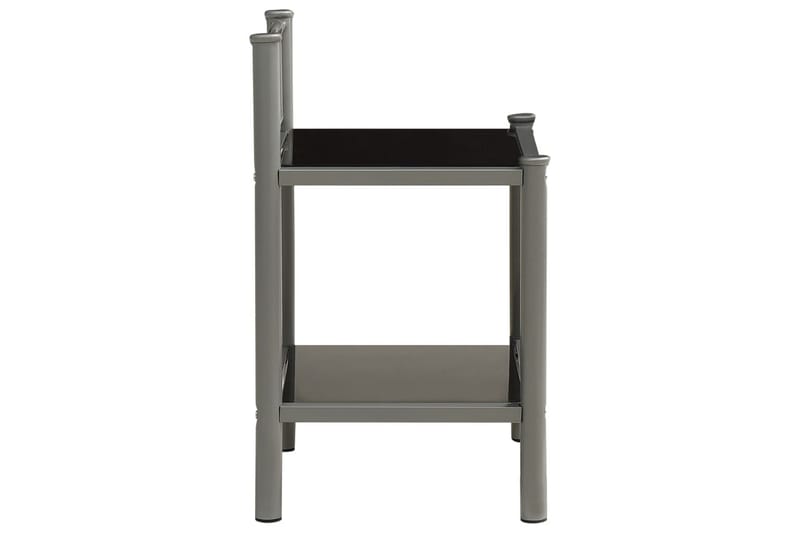 sengeskab 45x34,5x60,5 cm metal og glas grå og sort - Møbler - Borde - Aflastningsbord - Sengebord