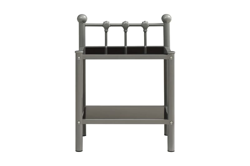 sengeskab 45x34,5x60,5 cm metal og glas grå og sort - Møbler - Borde - Aflastningsbord - Sengebord