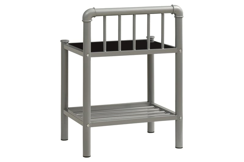 sengeskab 45x34,5x62,5 cm metal og glas grå og sort - Møbler - Borde - Aflastningsbord - Sengebord