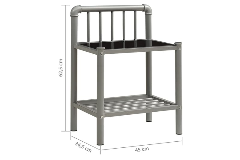 sengeskab 45x34,5x62,5 cm metal og glas grå og sort - Møbler - Borde - Aflastningsbord - Sengebord